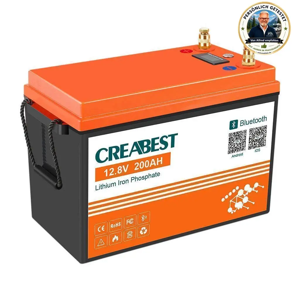 CREABEST - LiFePO4 Akku 200Ah 12,8V CREABEST - LiFePO4 Akku 200Ah 12,8V für Wohnmobil, Wohnwagen, Camping, Boot, Solaranlagen, Off-Grid Backup Stromversorgung mit Bluetooth
